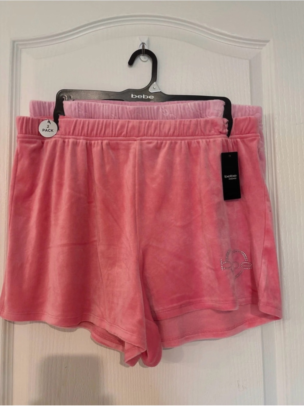 bebe Pink Velour Lounge Shorts Set